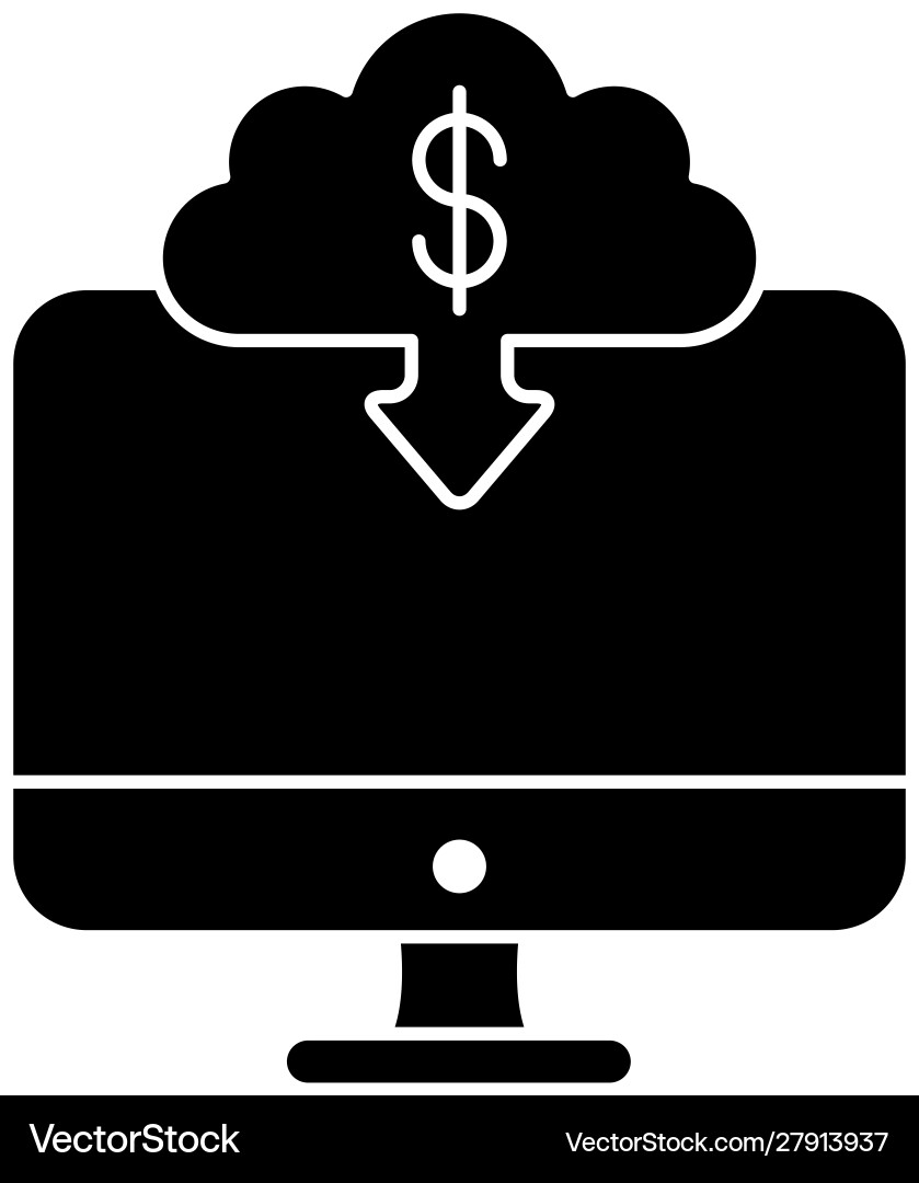 Cloud computing server with money symbol Cloud computing server with money symbol vector image