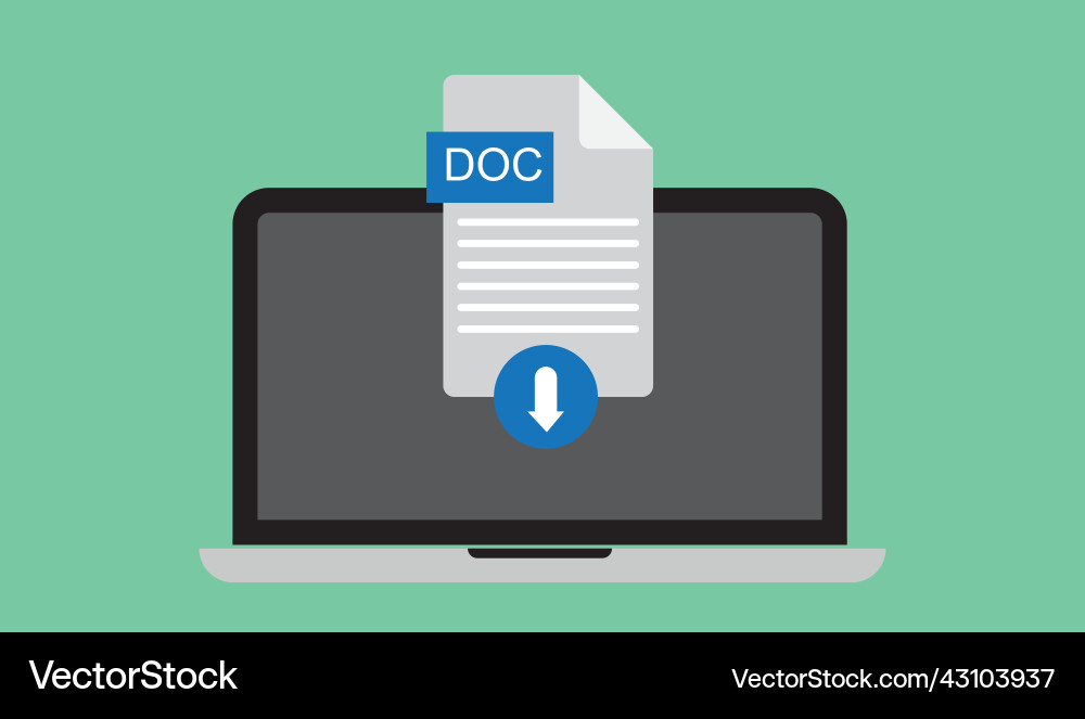 Doc icon file with label on laptop screen Doc icon file with label on laptop screen vector image