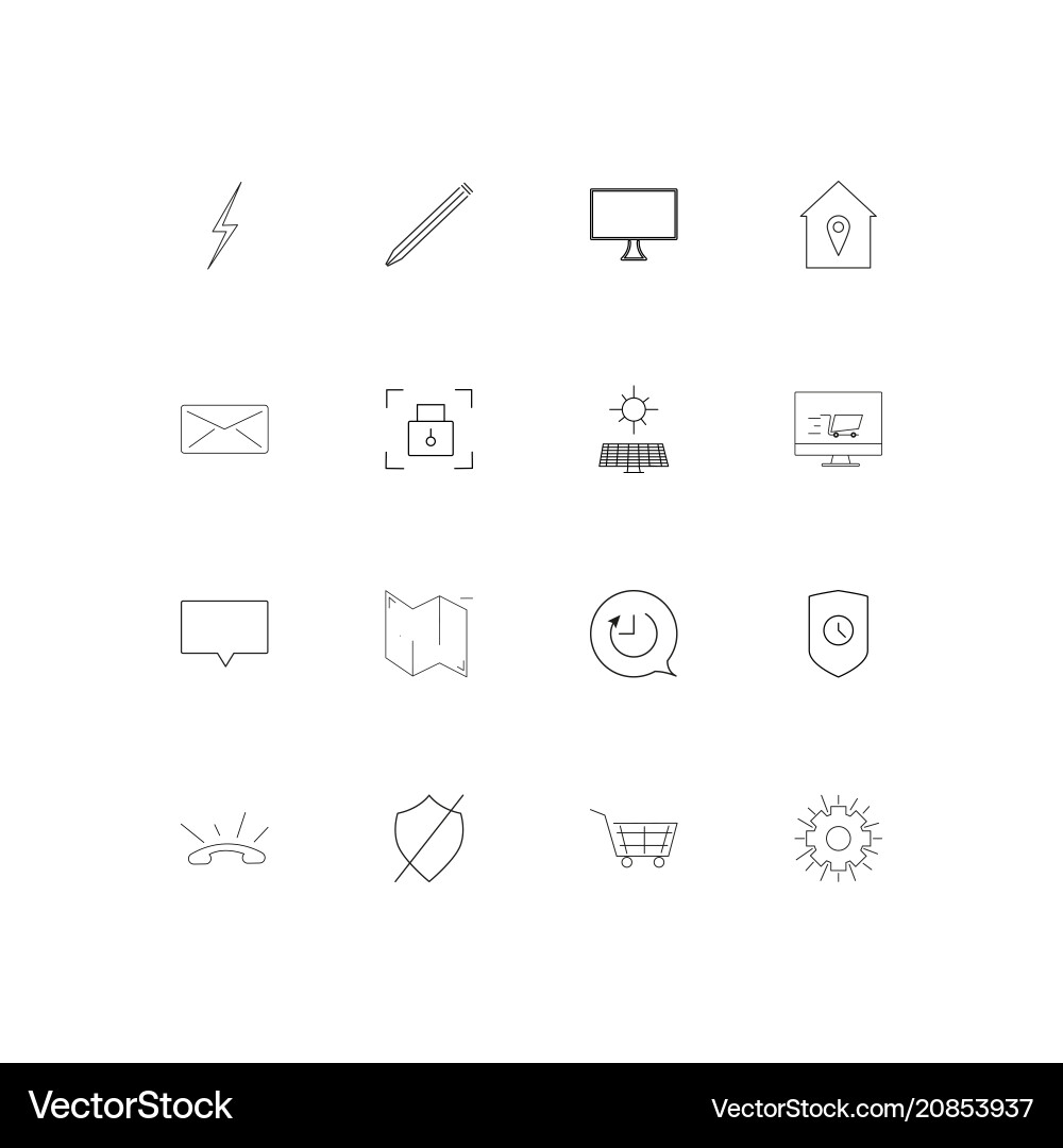 Interface linear thin icons set outlined simple vector image