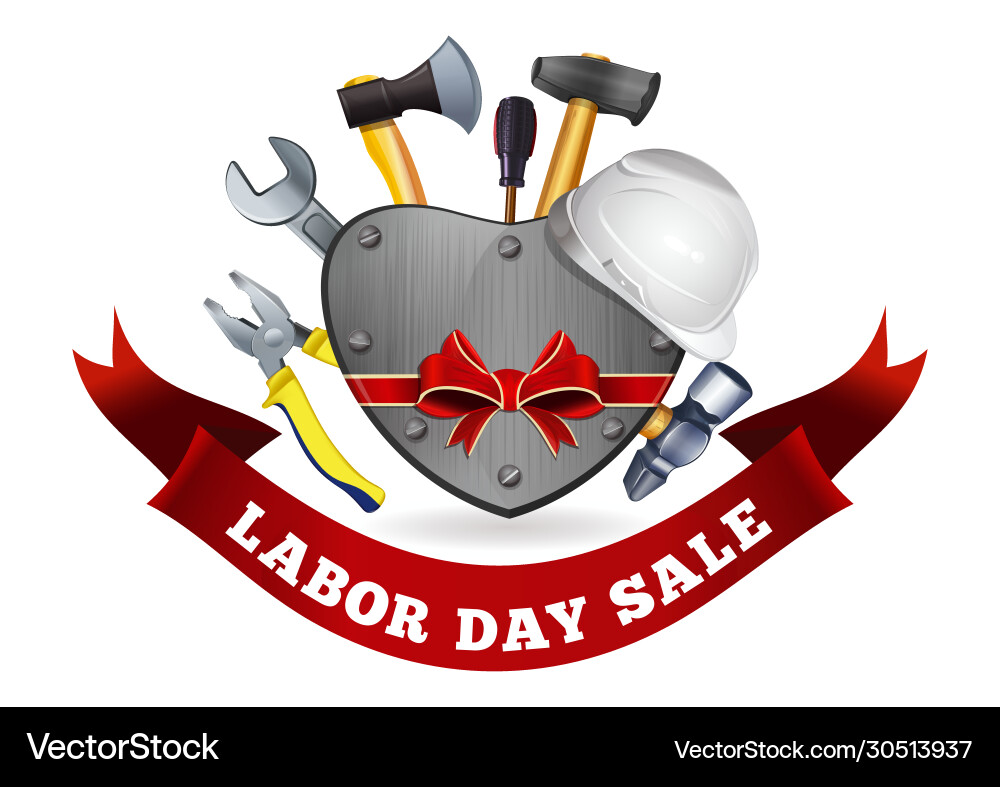 Poster with iron hear and tools for labor day Poster with iron hear and tools for labor day vector image