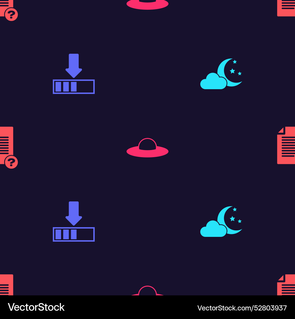 Set cloud with moon and stars loading ufo flying Set cloud with moon and stars loading ufo flying vector image