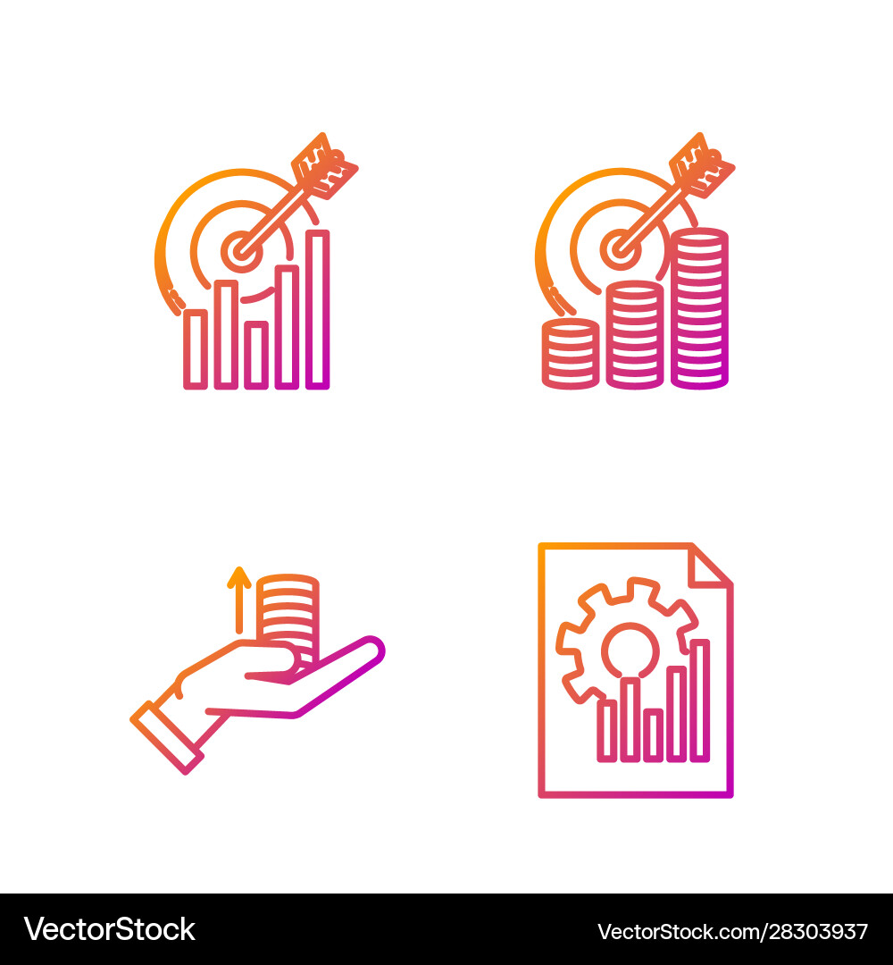 Set line document with graph chart money on hand Set line document with graph chart money on hand vector image