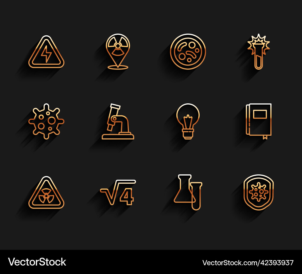 Set line triangle with radiation square root of 4 Set line triangle with radiation square root of 4 Vector Image