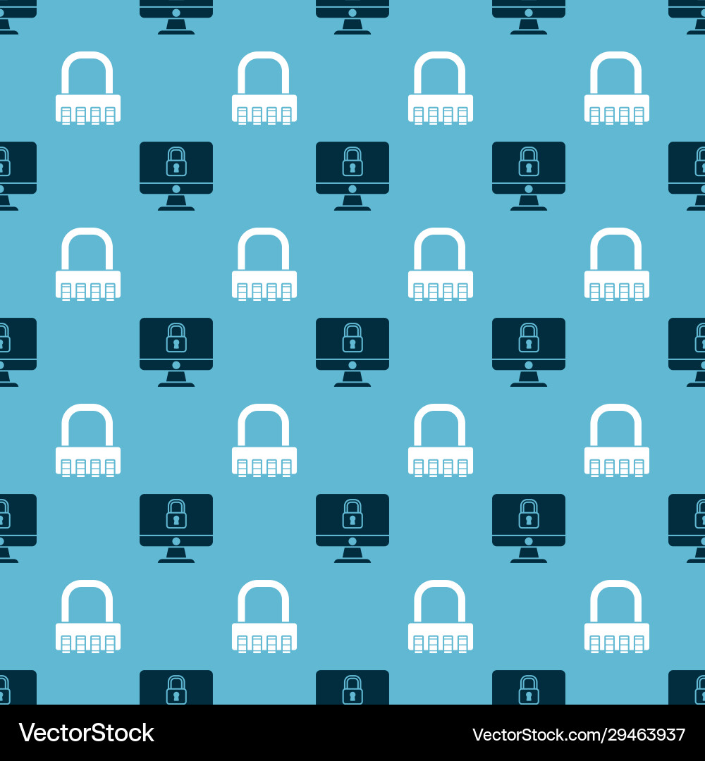 Set lock on computer monitor screen and safe Set lock on computer monitor screen and safe vector image