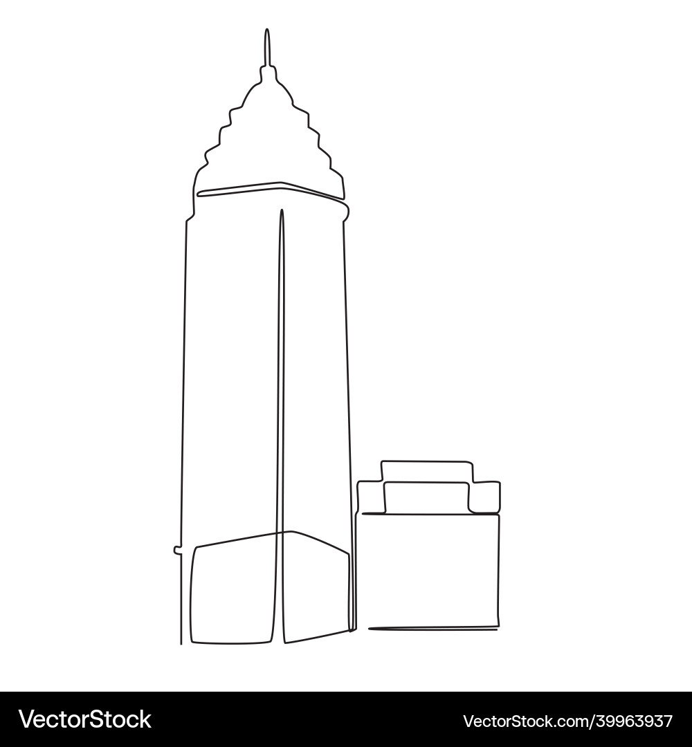 Tower building continuous line drawing Tower building continuous line drawing vector image