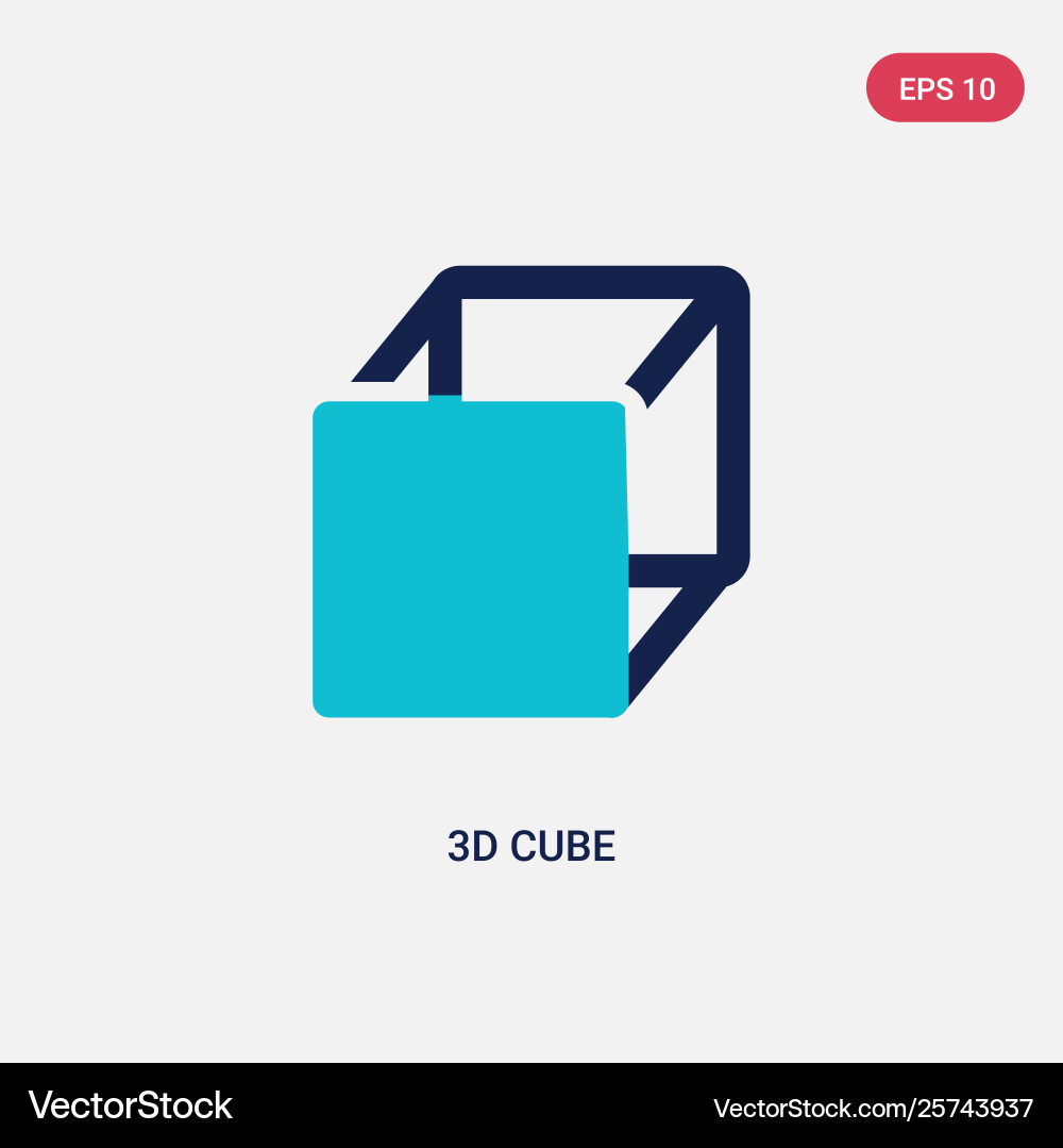 Two color 3d cube icon from geometry concept vector image