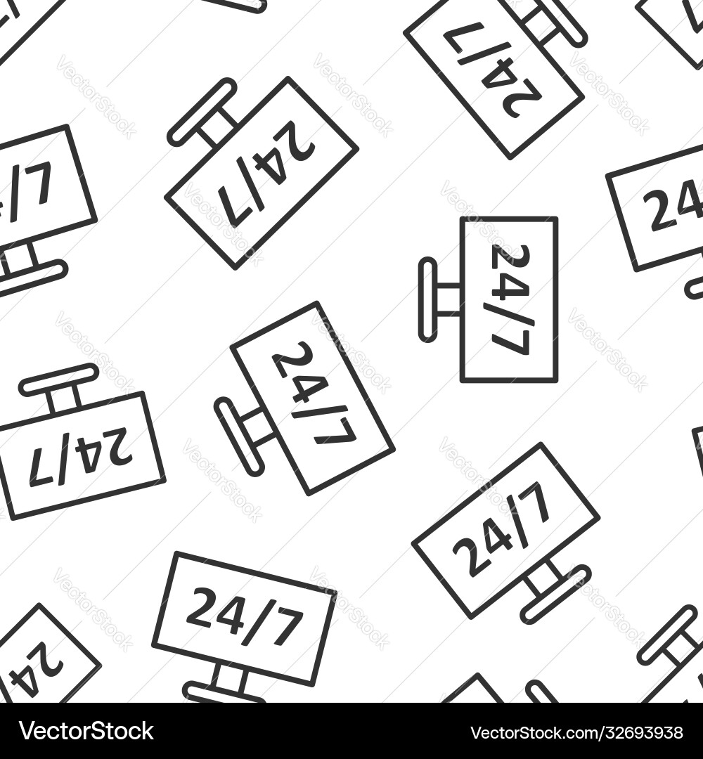 247 computer icon in flat style all day service 247 computer icon in flat style all day service vector image