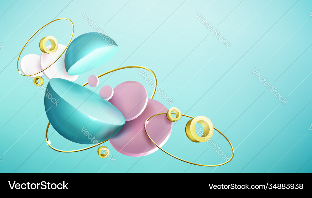 Abstract background with 3d geometric shapes vector image