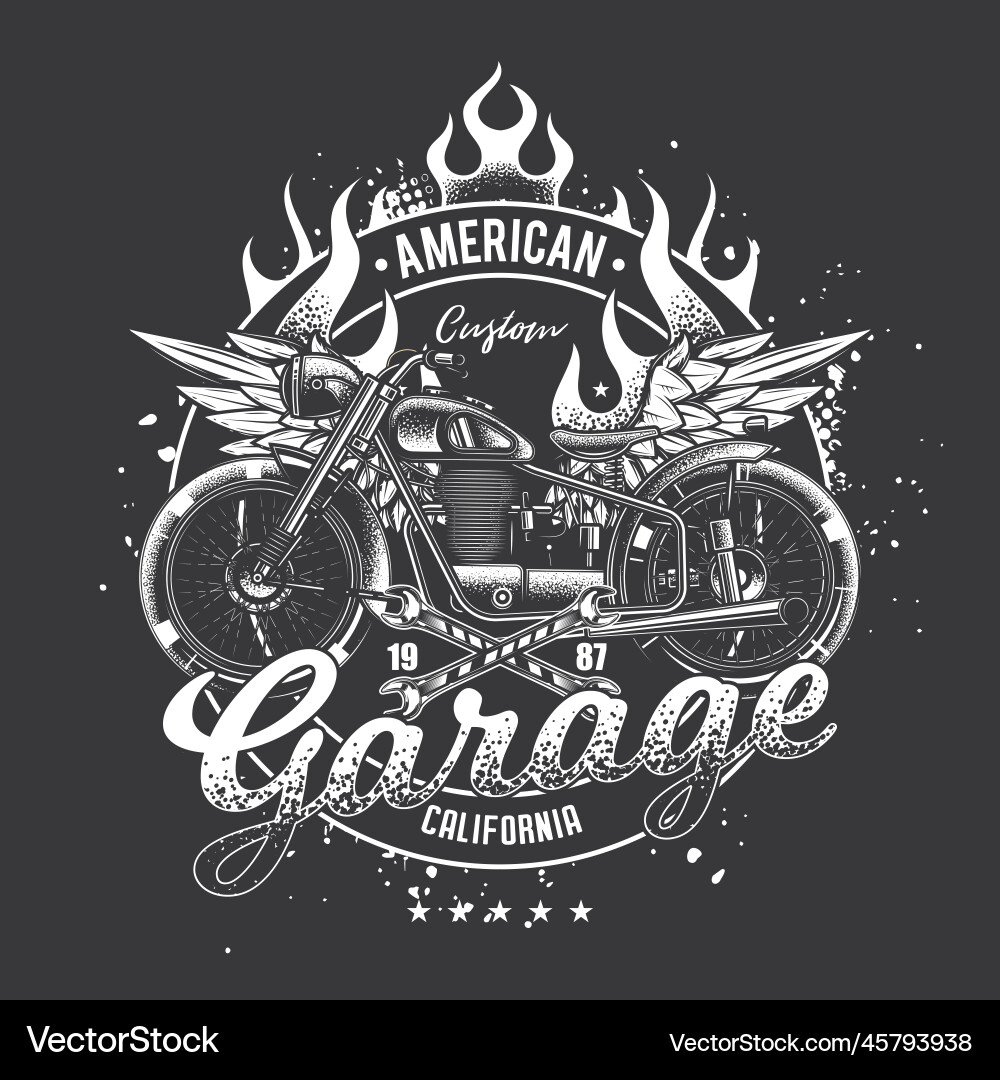 American custom motorcycle American custom motorcycle vector image