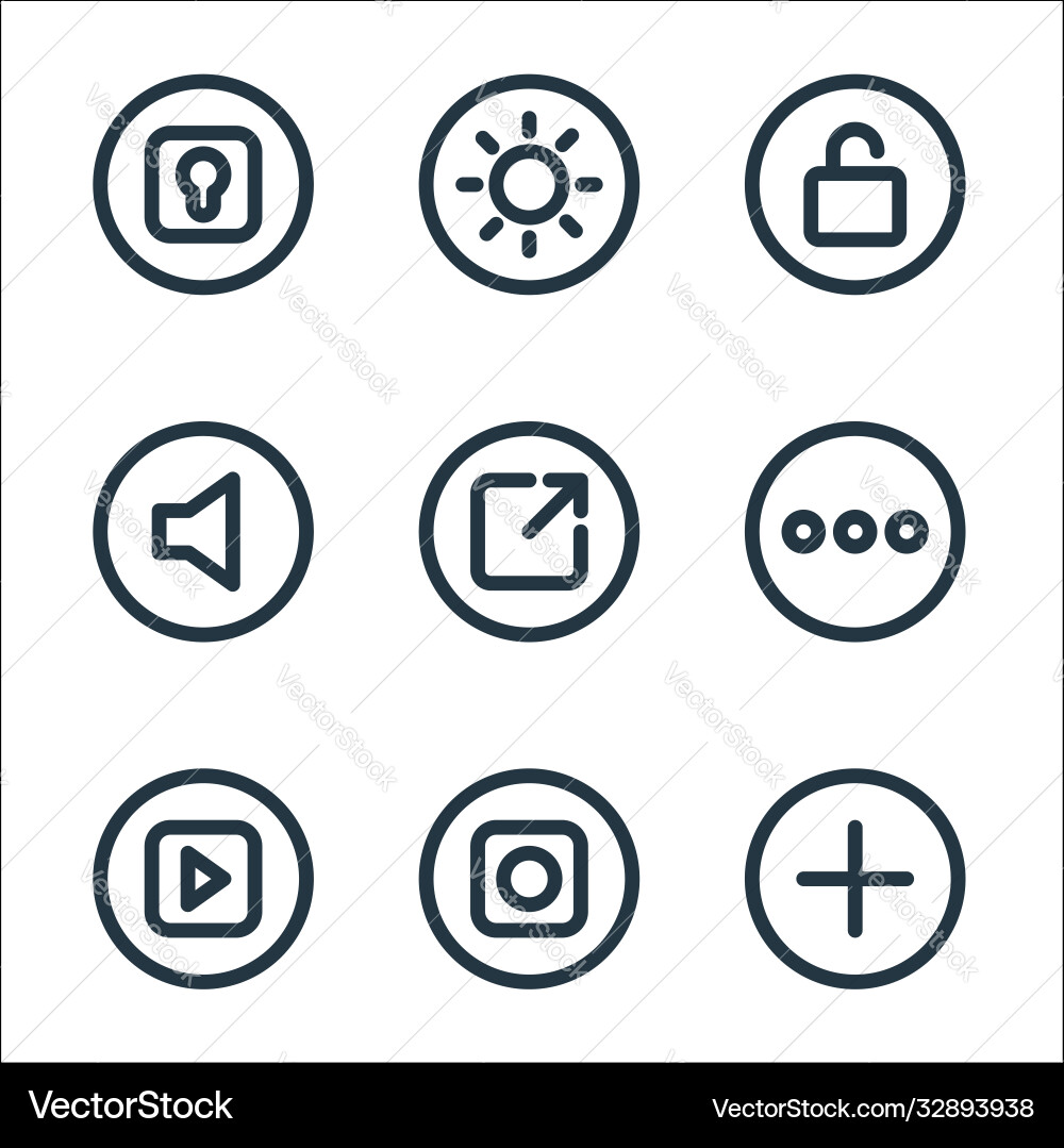Basic ui line icons linear set quality Basic ui line icons linear set quality vector image