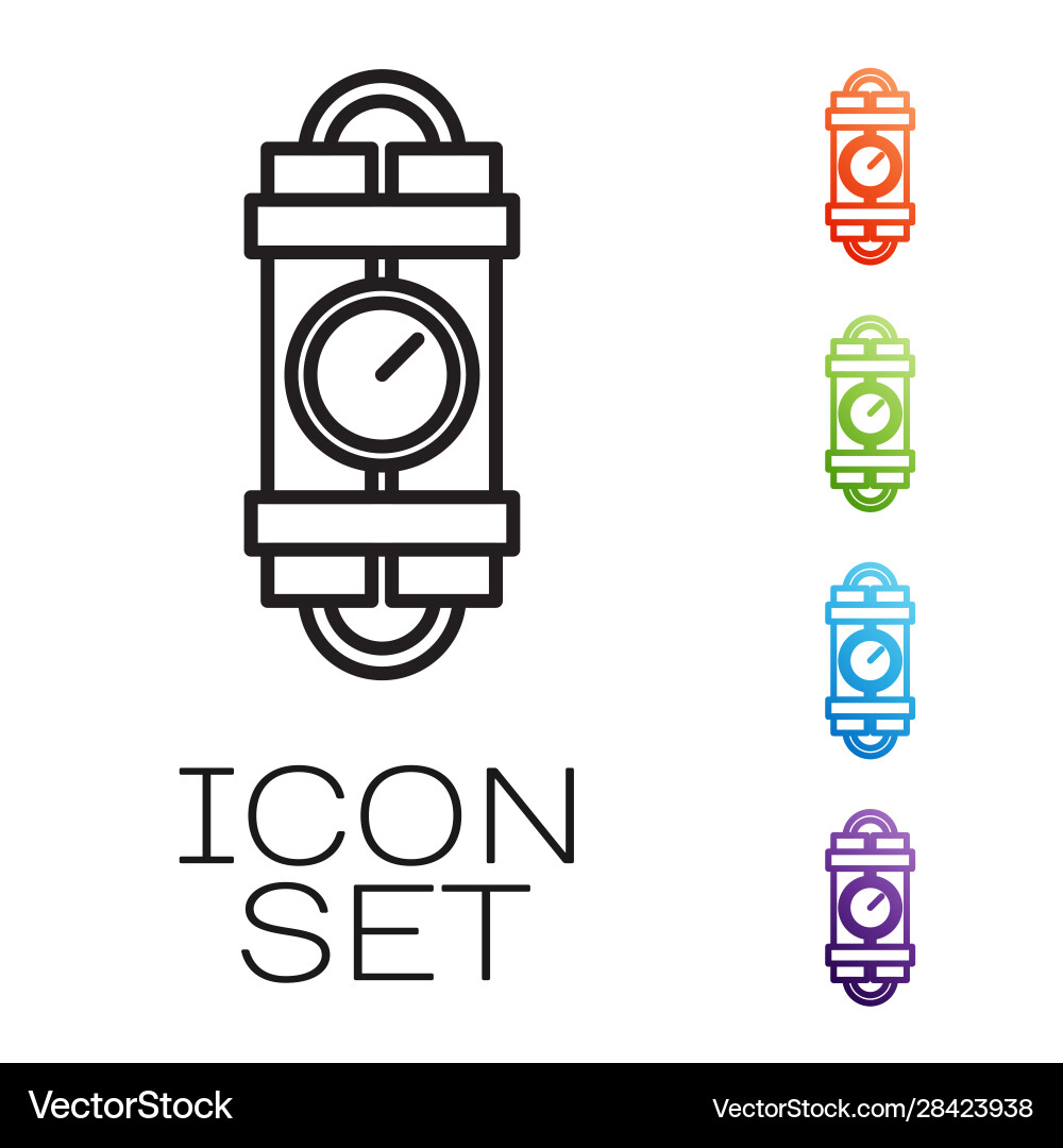 Black line detonate dynamite bomb stick and timer vector image
