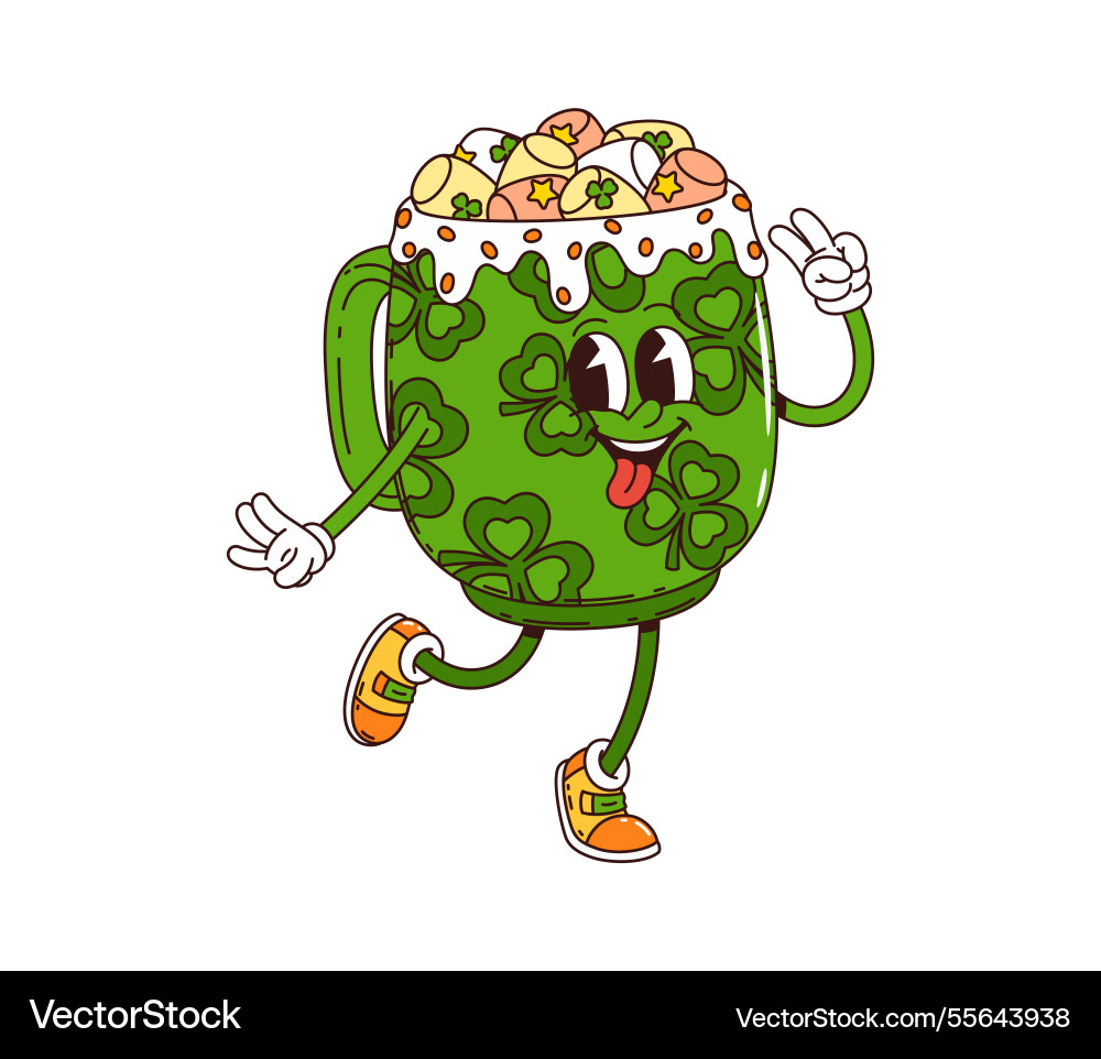 Cartoon retro coffee character with marshmallow Cartoon retro coffee character with marshmallow vector image