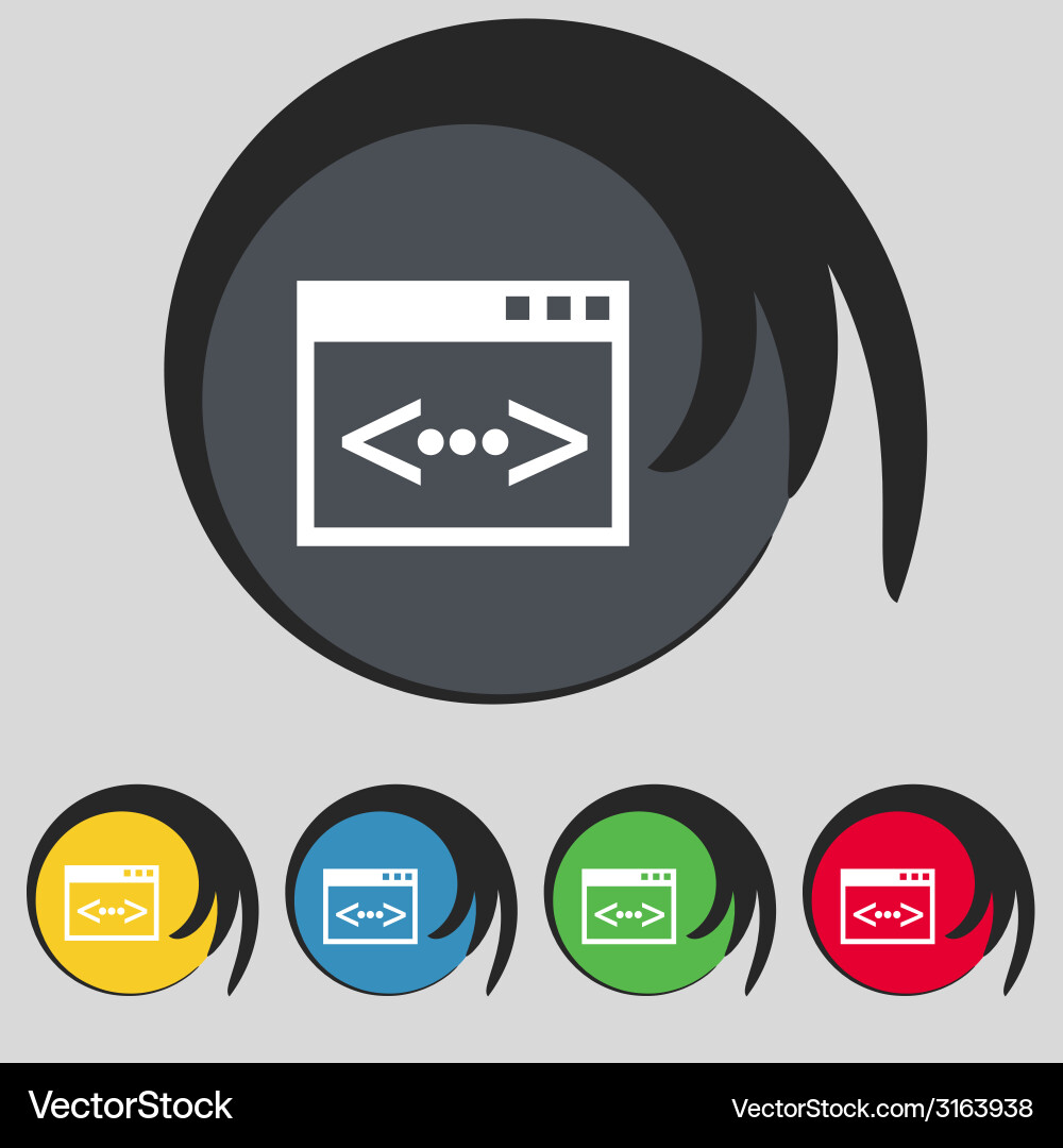 Code sign icon programmer symbol set of colored Vector Image
