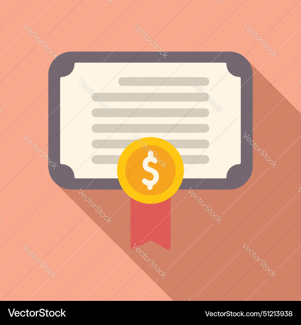 Collateral certificate icon flat finance vector image