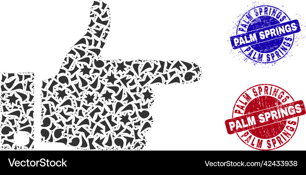 Hand pointer right mosaic of shards with palm Hand pointer right mosaic of shards with palm vector image