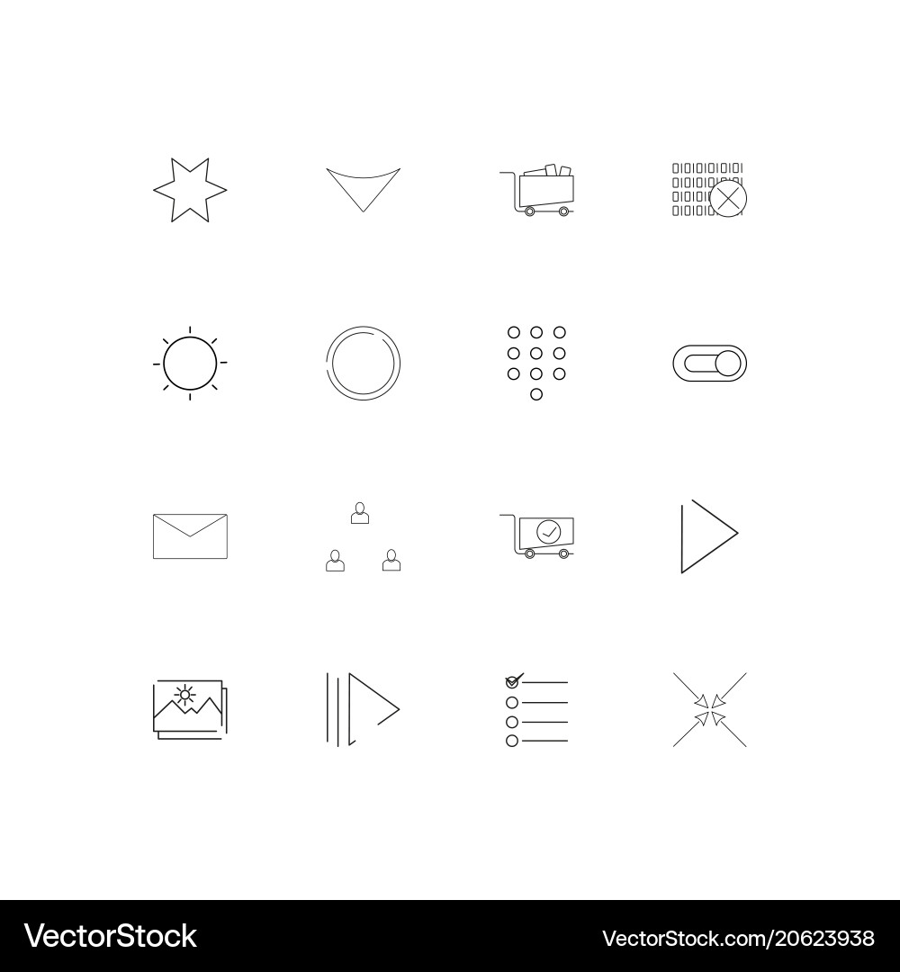 Interface simple linear icons set outlined vector image