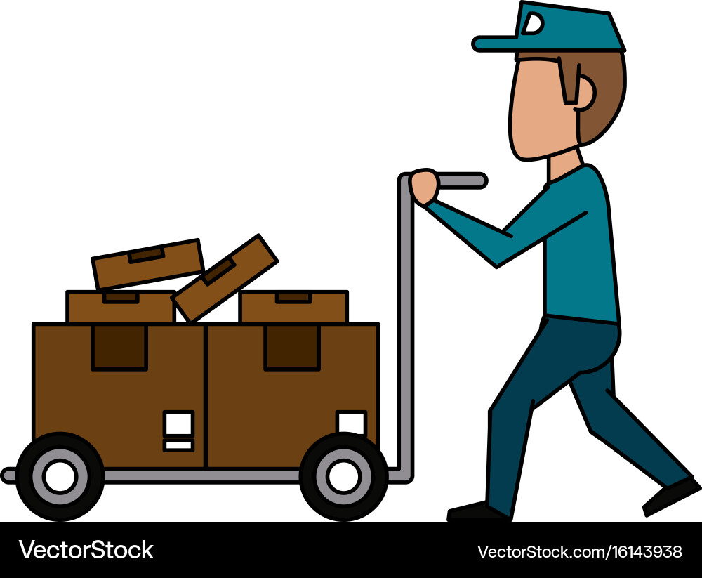 Mailman with package icon image vector image