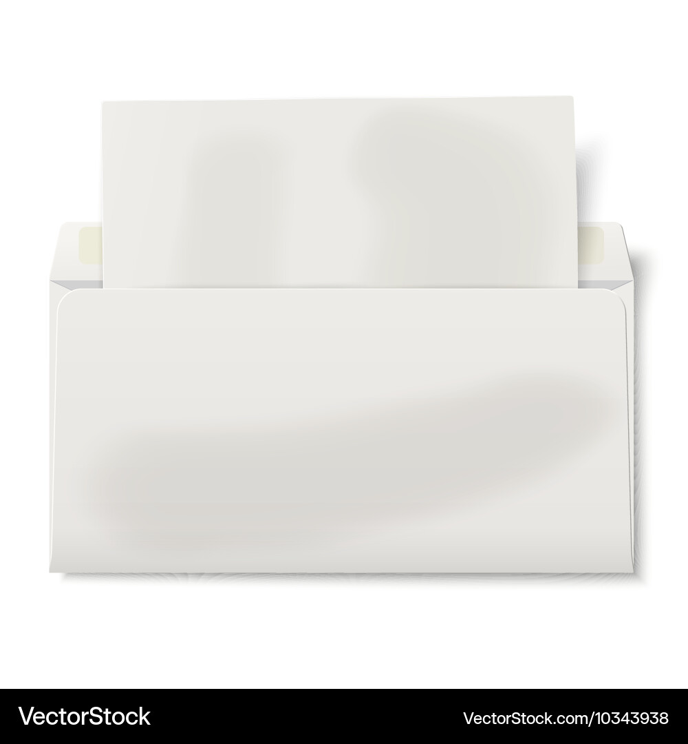Opened dl envelope with sheet of paper inside vector image