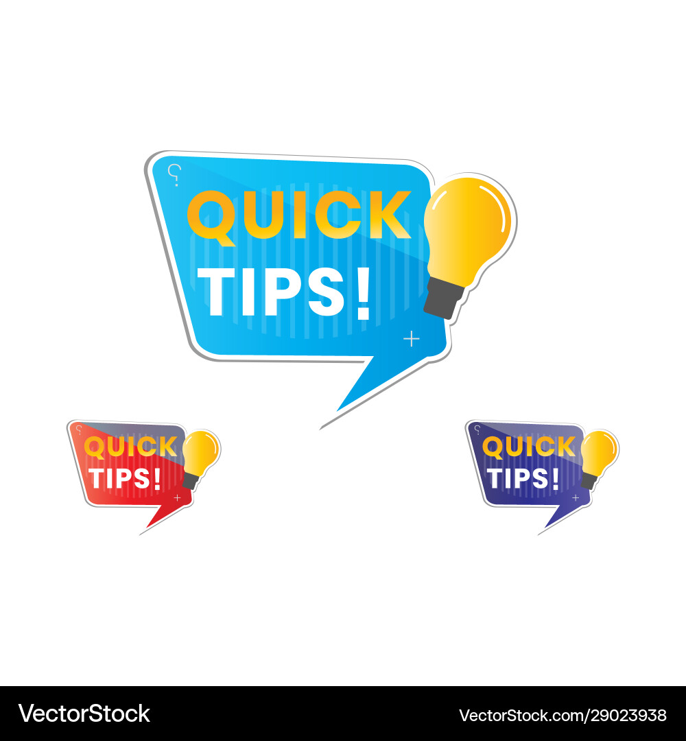 Quick tips in form text for label stickers vector image