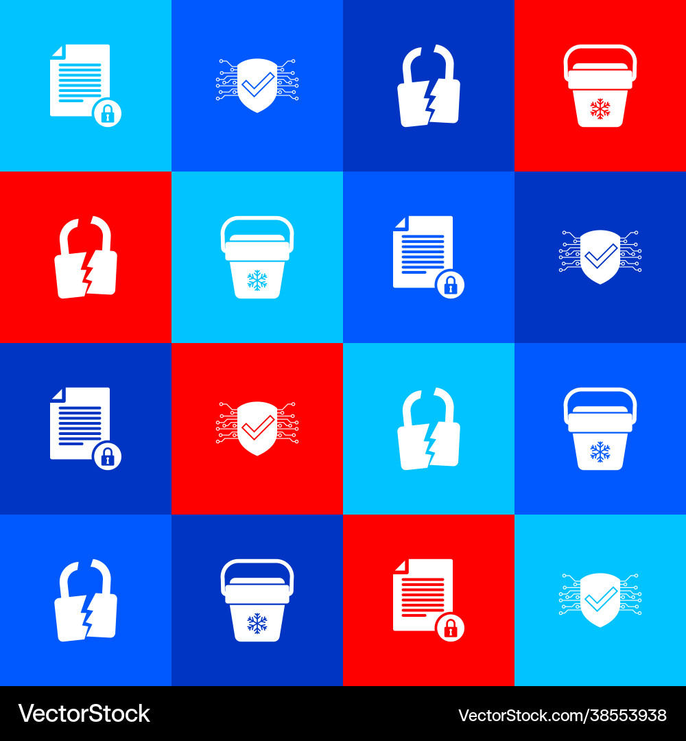 Set document and lock cyber security broken Set document and lock cyber security broken vector image