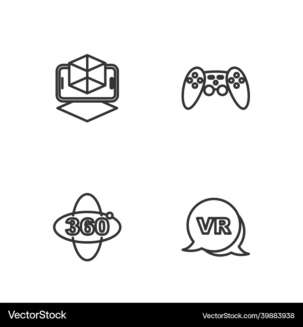 Set line virtual reality 360 degree view 3d Set line virtual reality 360 degree view 3d vector image
