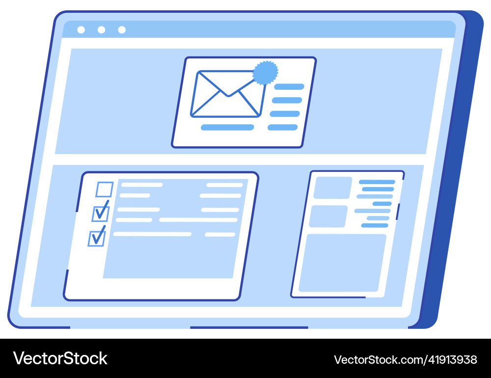 Set of documents with statistics checklist email Vector Image