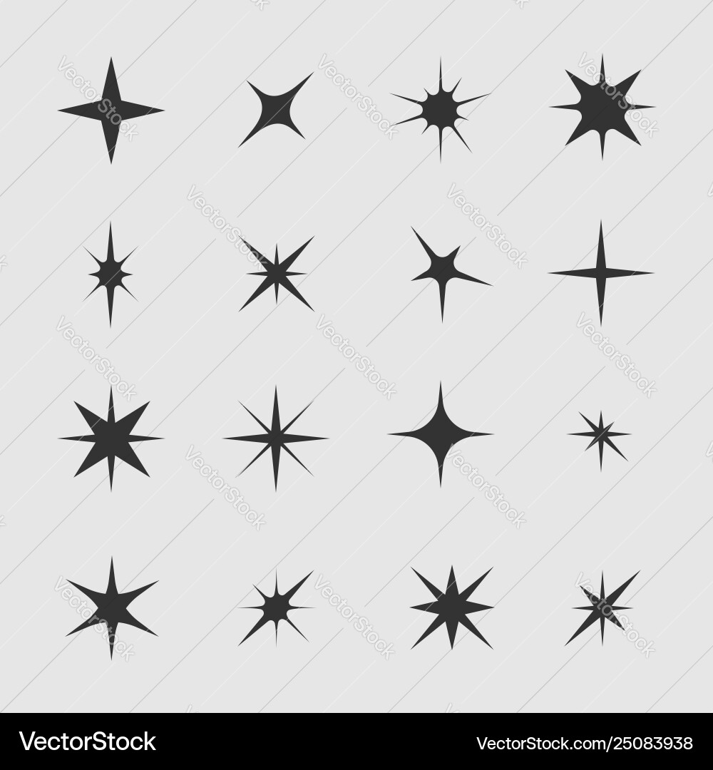 Stars and Sparks Flash Icon Set Vector Image