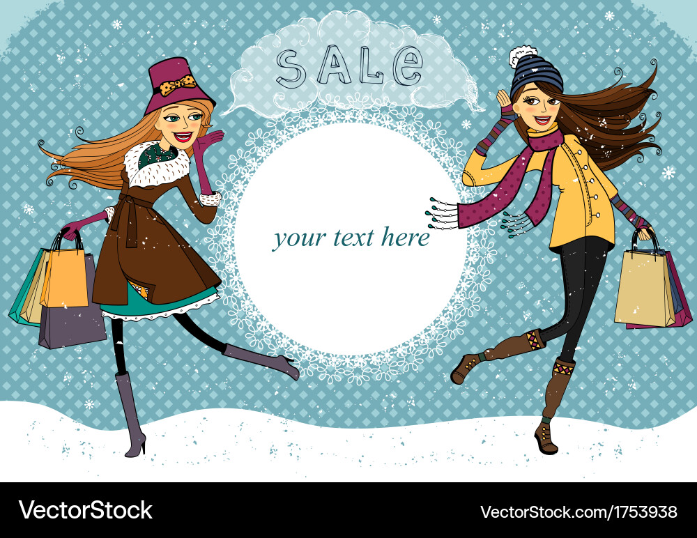 Winterurlaub Shopping promo vektorbild