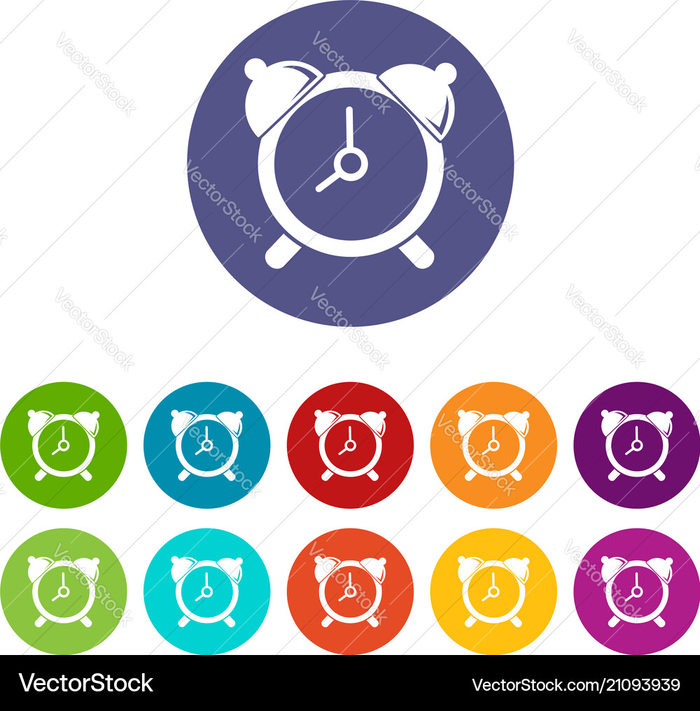 Alarm clock icons set color Alarm clock icons set color vector image