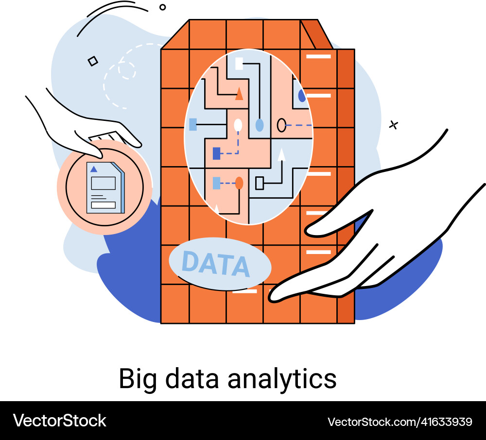Big data analytics process of analyzing complex Big data analytics process of analyzing complex vector image