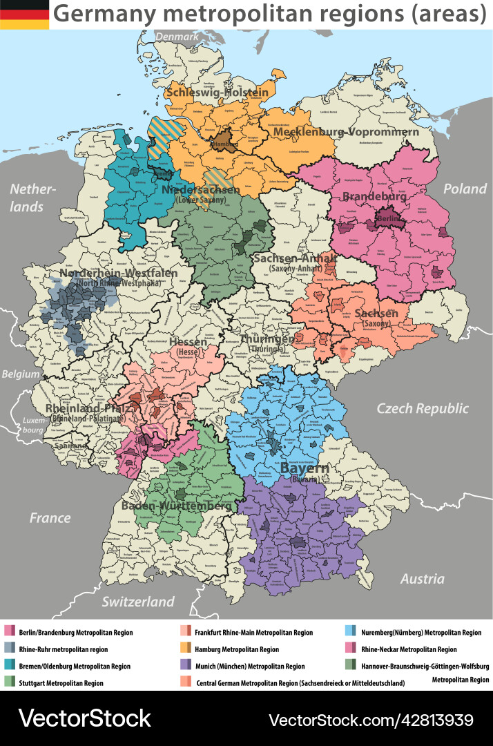 Deutschland Metropolregionen Karte Deutschland Metropolregionen Karte vektorbild