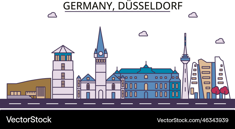 Germany dusseldorf tourism landmarks city Germany dusseldorf tourism landmarks city vector image