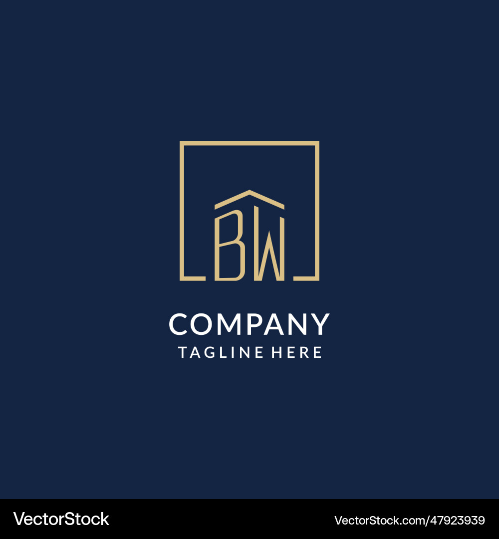 Minimalist BW Initial Logo - Real Estate Vector Image