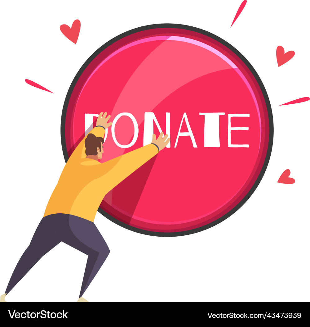 Pushing donate button composition Pushing donate button composition vector image
