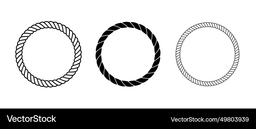 Rope frame set round cord borders collection Rope frame set round cord borders collection vector image