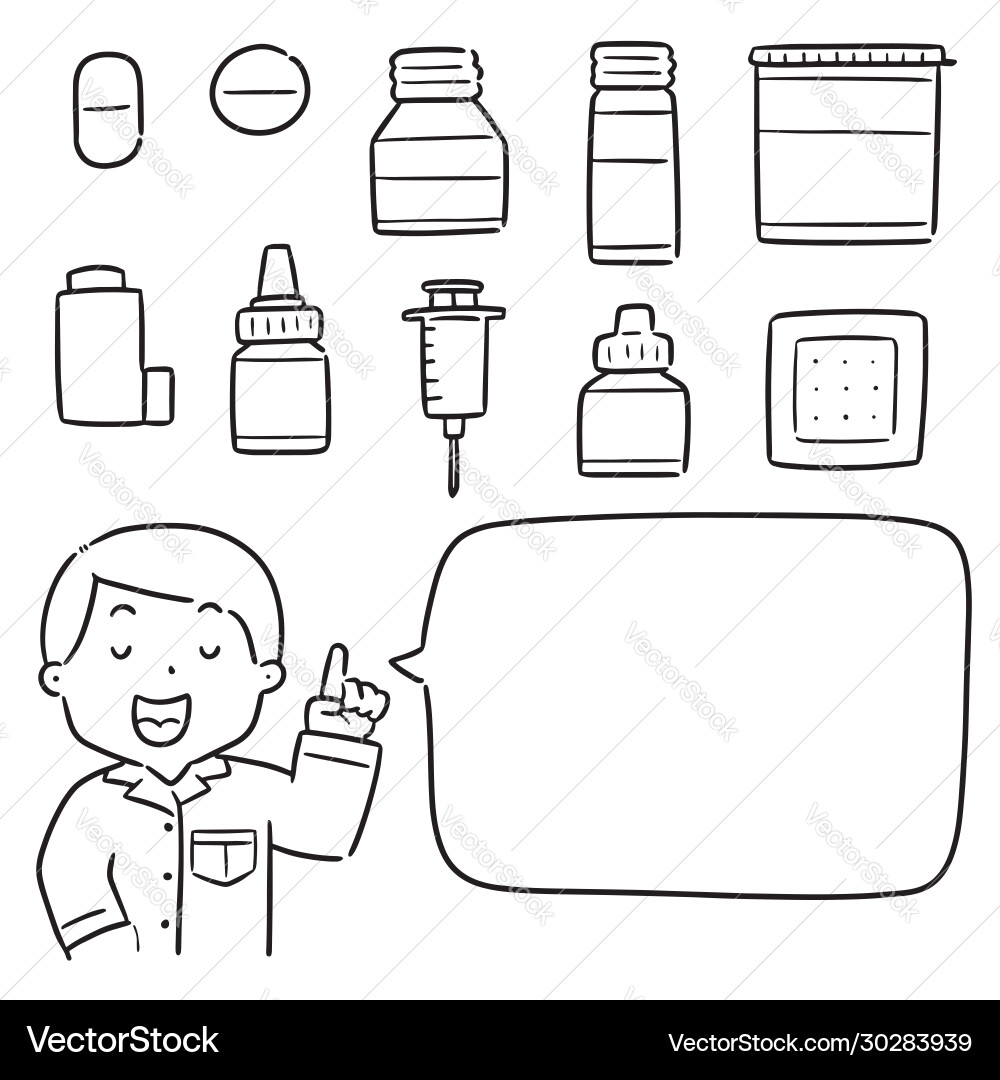 Set Apotheker und Medizin Set Apotheker und Medizin vektorbild