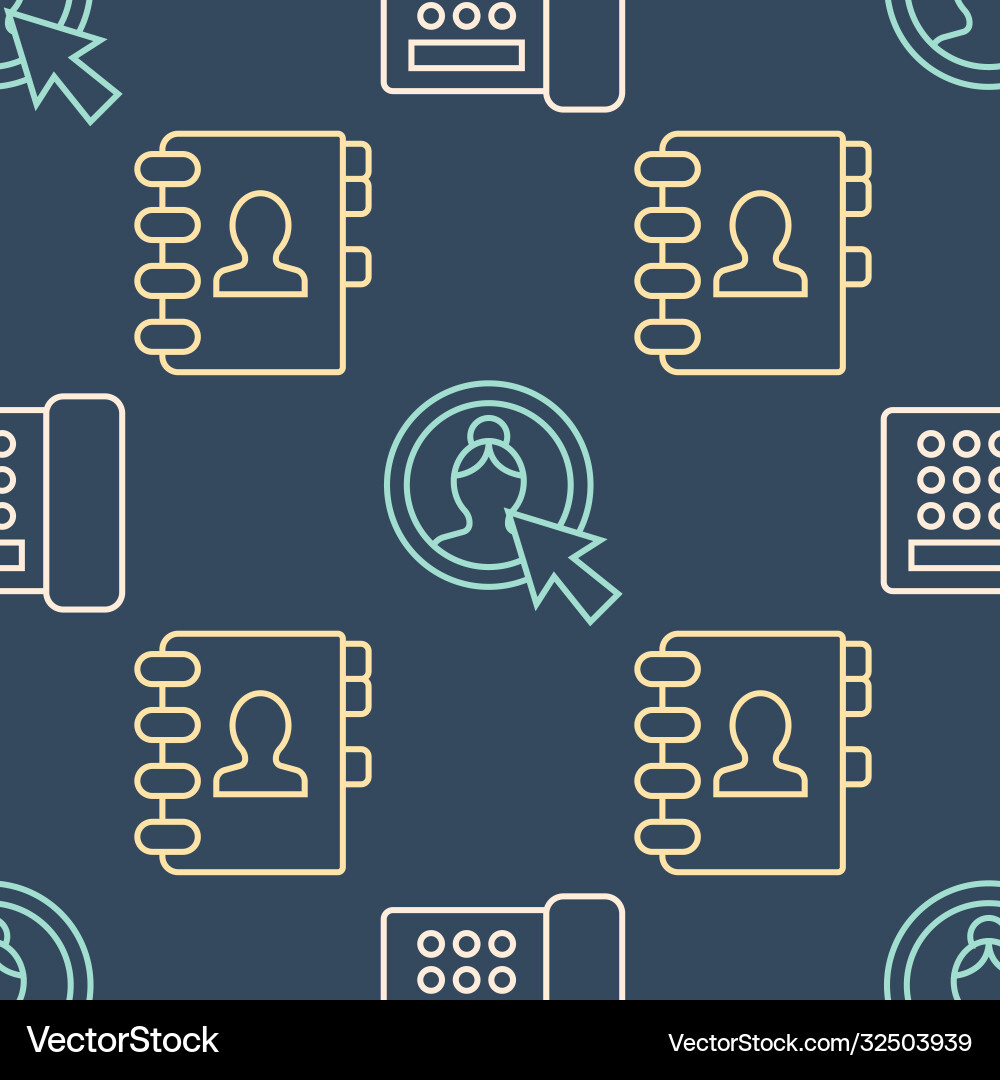 Set line telephone address book and create Set line telephone address book and create vector image