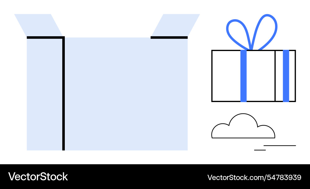 Unboxing experience highlighted by open box Unboxing experience highlighted by open box Vector Image