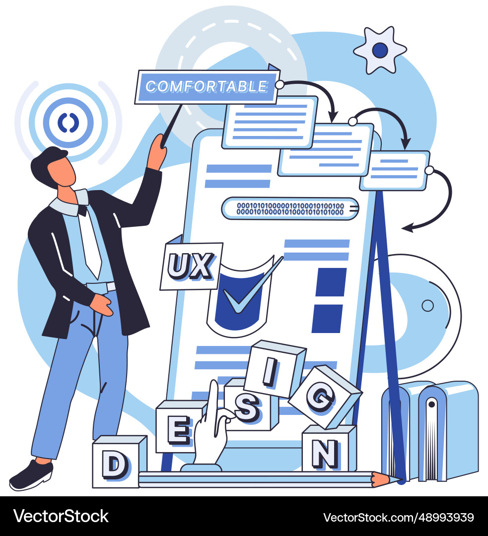Ux design metaphor designing software art form vector image