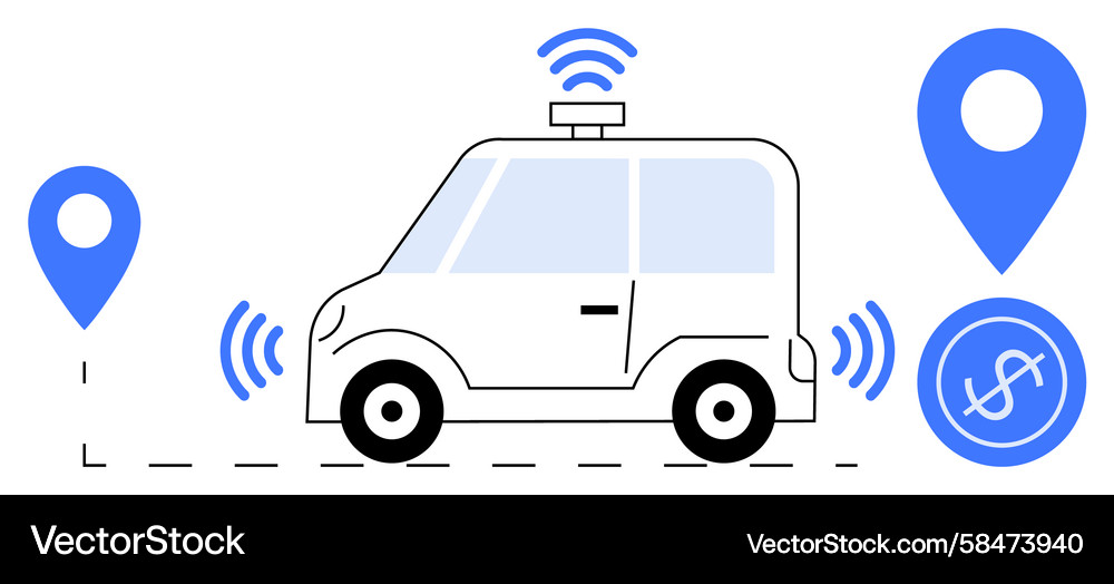 Autonomous Vehicle with Sensors Vector Image