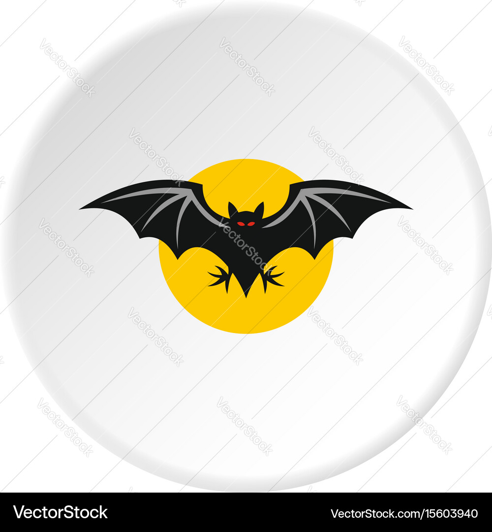 Bat Icon - Circular Shape Vector Image