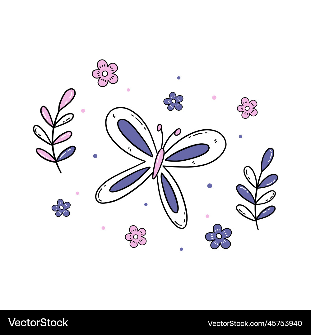Beautiful butterfly in purple and pink color Beautiful butterfly in purple and pink color vector image