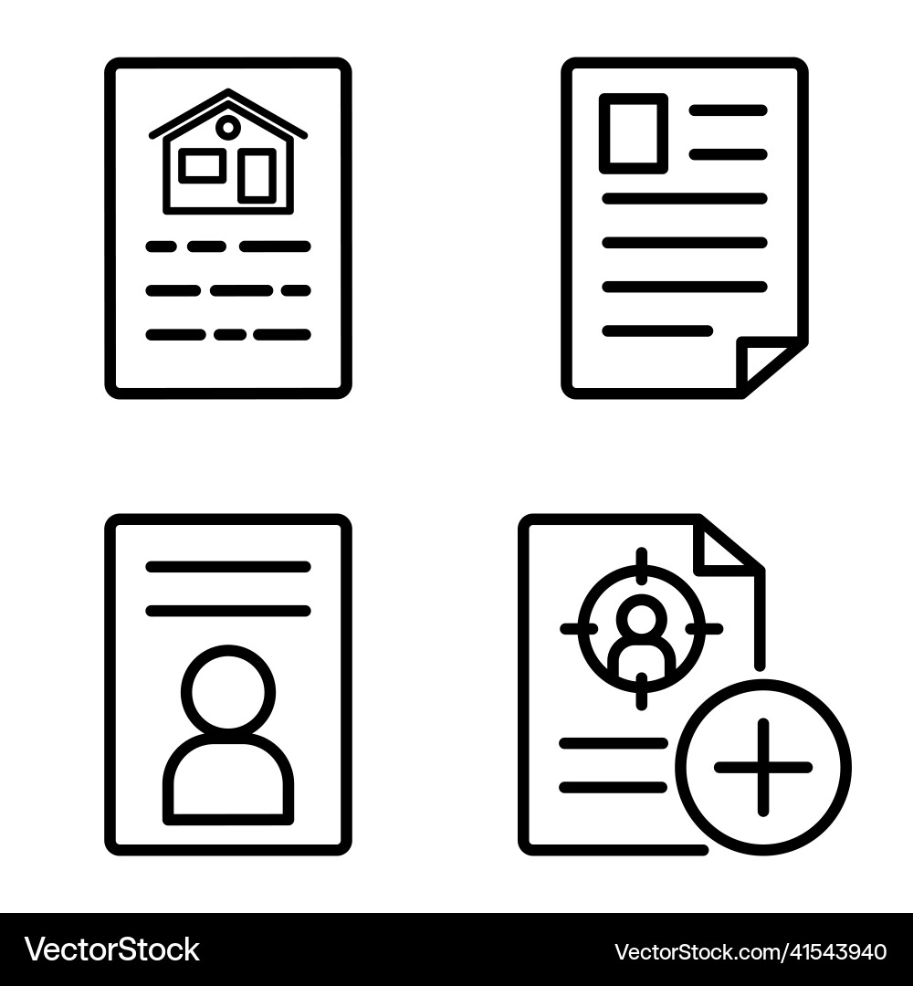 Docs1-2 flat icon set isolated on white background Vector Image