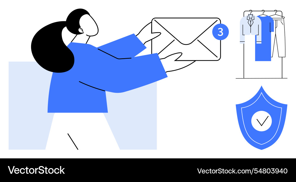 Email Notification with Security Shield Vector Image