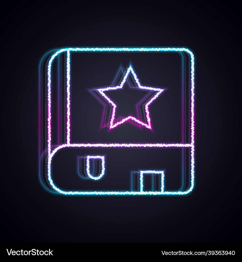 Glowing neon line ancient magic book with alchemy Vector Image