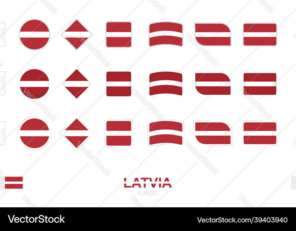 Latvia flag set simple flags of with three Vector Image