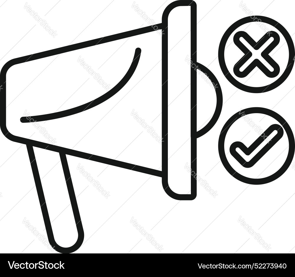 Megaphone making decision with right and wrong Megaphone making decision with right and wrong vector image