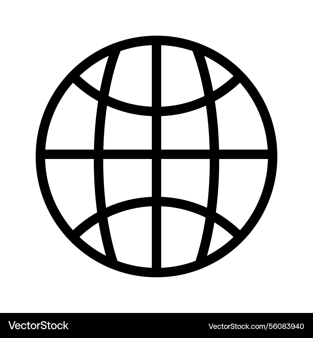Minimal globe icon internet network symbol global vector image