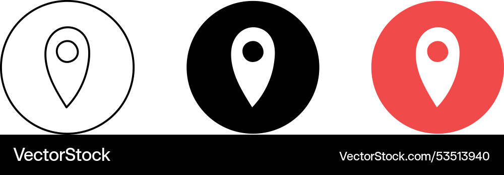 Push location icon set place position symbol Vector Image