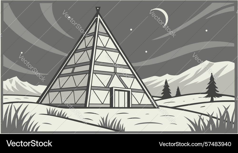 Pyramid-like structure with abstract geometric vector image
